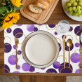 thumbnail image 4 of Purple Polka Dots Placemats Set of 12, Modern Abstract Art Placemats for Dining Table, Place Mats for Kitchen Tabletop, Waterproof Wipeable Dining Table Mats Set, 4 of 9