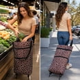 thumbnail image 6 of Portable Rolling Shopping Cart with Wheels Foldable Grocery Tote Floral Print Expandable Market Bag Daily Errands, 6 of 7