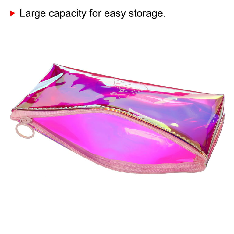 Uxcell Holographic Pencil Case, 2 Pack Pen Pouch Cosmetic Bag Stationery  Organizer Storage, Purple Pink