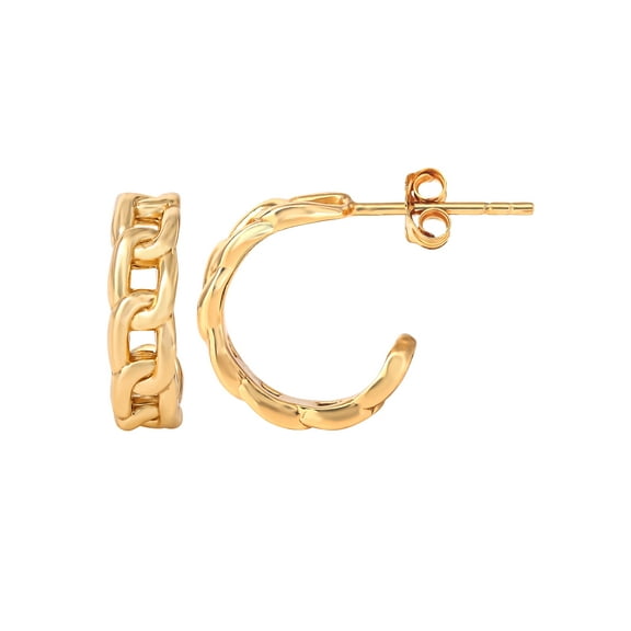 JS Jessica Simpson Women’s Gold Plated Sterling Silver Chain Hoop Earrings