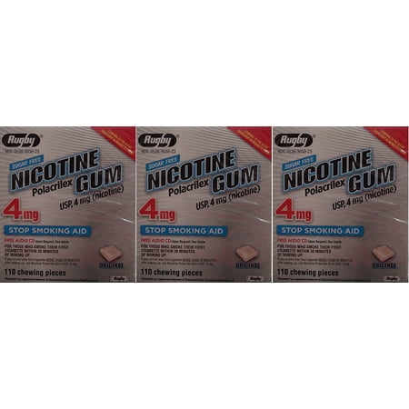 Nicotine Gum 4mg Sugar Free Original Generic for Nicorette 110 Pieces per Box Pack of 4 Total 400 Pieces