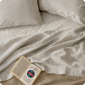 PureWoven European Linen Sheets Queen Cotton Linen Bed Sheets 4PCS