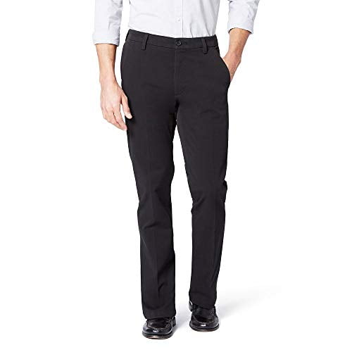 DOCKERS Men's Slim Fit Workday Khaki Smart 360 Flex Pants, Black (Stretch), 34W x 32L