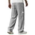 thumbnail image 5 of Dweltoz Men Linen Cargo Pants Baggy Elastic Waist Trousers Lightweight Breathable Wide Straight Leg Workwear with Pockets,Gray 3XL, 5 of 6
