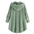 thumbnail image 5 of Dazajoo Hooded Fleece Jacket Women Plus Size Button Down Fuzzy Sherpa Coats Winter Fluffy Cardigan,Green,L, 5 of 9
