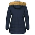 thumbnail image 2 of Chrisuno Plus Size Coats for Women Winter Women's Thickened Puffer Coat with Detachable Hood Navy Blue 5X, 2 of 5
