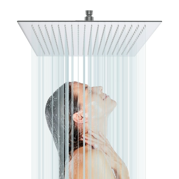 16"Rain Shower Head,Square Ultra Thin 304 Stainless Steel High Pressure Shower Head,