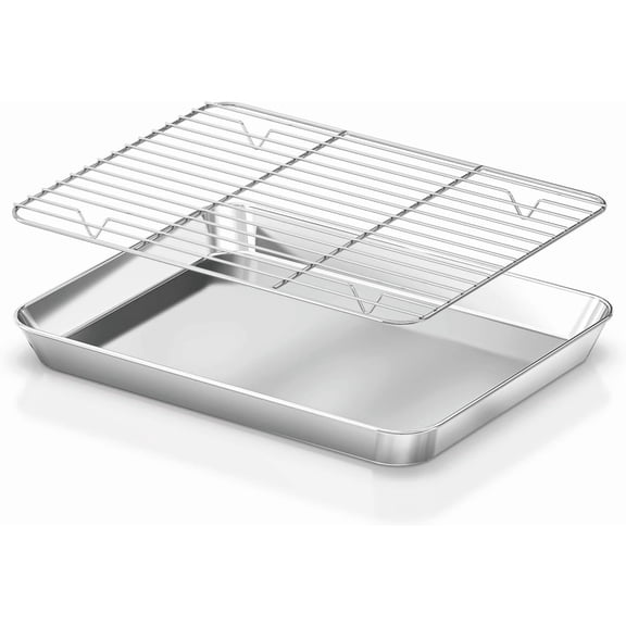 Stainless Steel Baking Tray Cooling Rack Set Grid Baking Tray Wire Rack Square Tray Removable Kitchen Tool