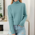 thumbnail image 2 of Dpytoraw Women Stand Collar Neck Slim Sweaters Soft Warm Elastic Pullover Tops, 2 of 4