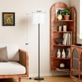 thumbnail image 2 of Modern Floor Lamp – Minimalist Design with White Lampshade, Foot Switch, 60" Tall Slim Standing Light for Living Room, Bedroom, Office, Dining Room, Kitchen (Bulb Not Included), 2 of 8