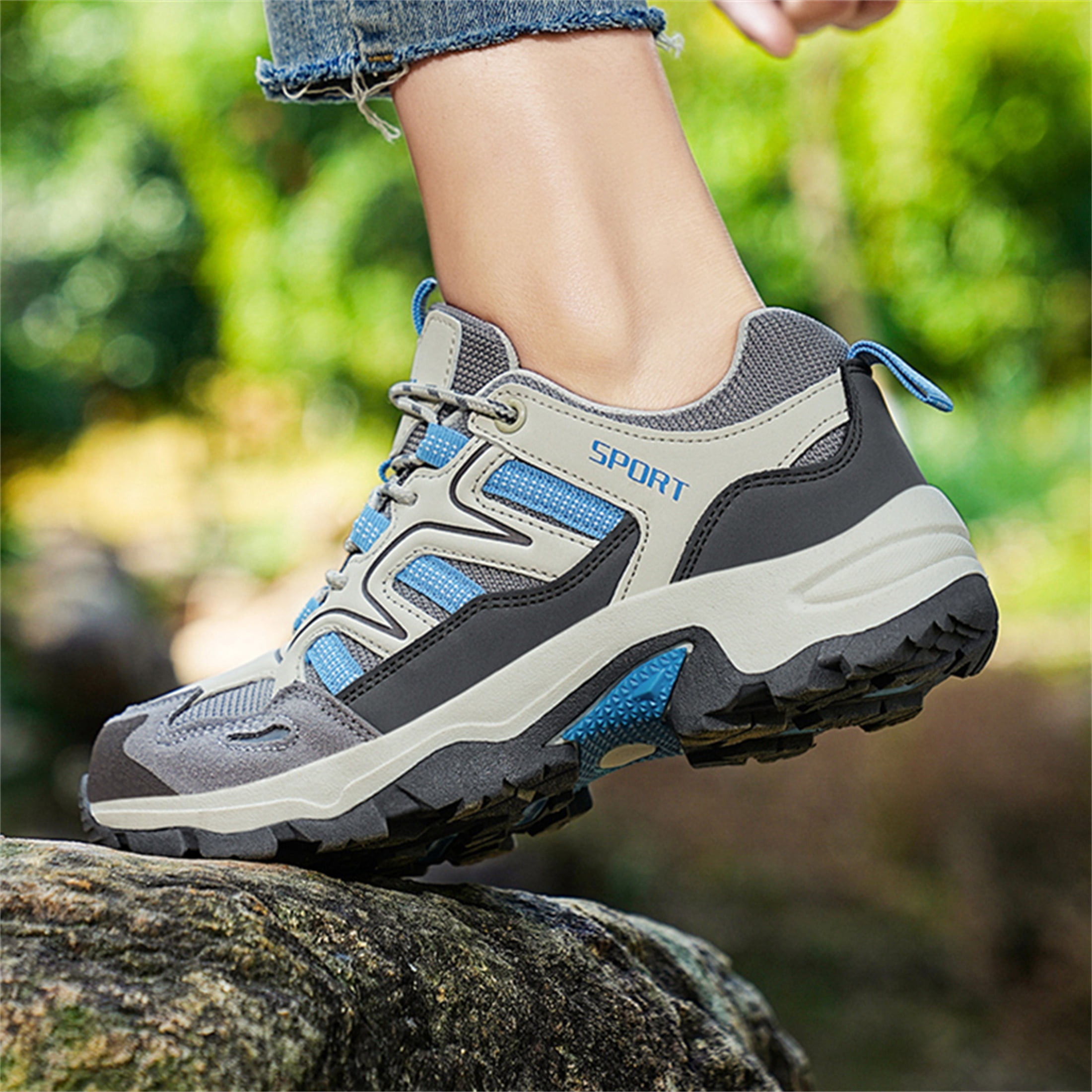 LASUDRAA Mens Womens Non-Slip Hiking Shoes Breathable Lightweight Outdoor Trekking Sneakers for Walking Camping