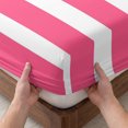 thumbnail image 3 of Queen Size Fitted Sheet Set - Pink Striped 3 Piece Bedding Sets 16" Deep Pocket Fitted Sheet with 2 Pillowcases, Modern Simple Monochrome Geometric White Brushed Microfiber Hotel Luxury Bed Sheets, 3 of 9