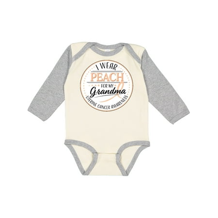

Inktastic I Wear Peach for my Grandma - Uterine Cancer Awareness Gift Baby Boy or Baby Girl Long Sleeve Bodysuit