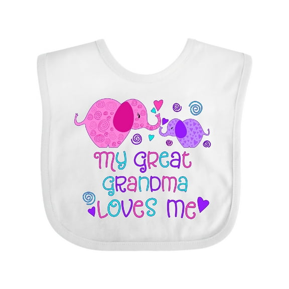 Inktastic My Great Grandma Loves Me Cute Elephants Boys or Girls Baby Bib