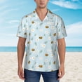 thumbnail image 4 of Balery Bee Flower Print Men's Hawaiian Shirts Short Sleeve Beach Shirt Relaxed Fit Vacation Button Down Shirts-, 4 of 9