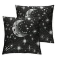 thumbnail image 2 of Acheng Sun Moon Throw Pillow Covers Set of 2, Trippy Exotic Starry Sky Pillow Covers for Sofa, Bohemian Stars Galaxy Cushion Covers, Glitter Stars Universe Decorative Pillow Covers, Black White, 2 of 6
