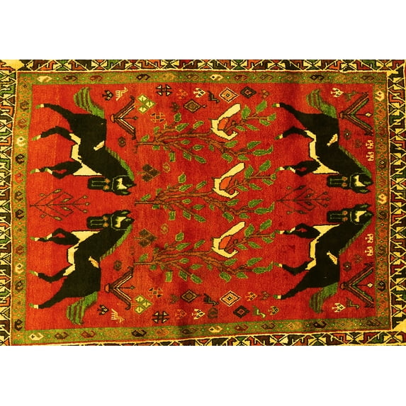 Ahgly Company Indoor Rectangle Persian Yellow Traditional Area Rugs, 2' x 4'