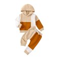 thumbnail image 1 of goowrom Ensemble 2 Pcs Automne pour Bébé, Sweat à Capuche et Pantalon à Manches Longues Patchwork Contrasté, 1 of 9