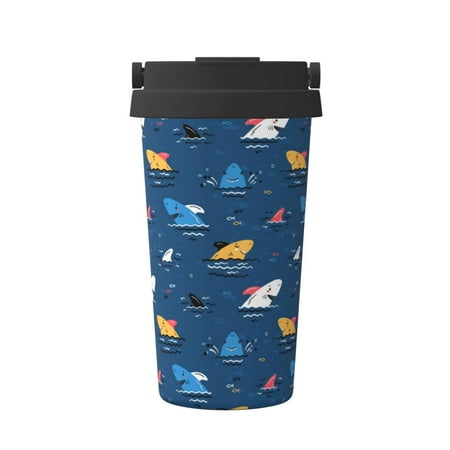 

KLL Colorful Ocean Shark Pattern Stainless Steel Vacuum Insulated Tumbler - Carry Insulated Coffee Mug - Reusable Insulated Cold Brew Iced Coffee Cup Thermos
