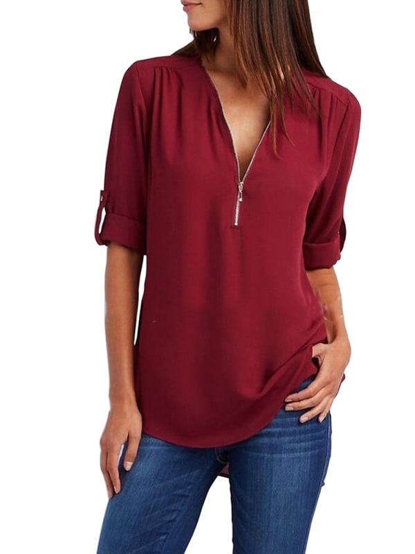 black v neck chiffon top