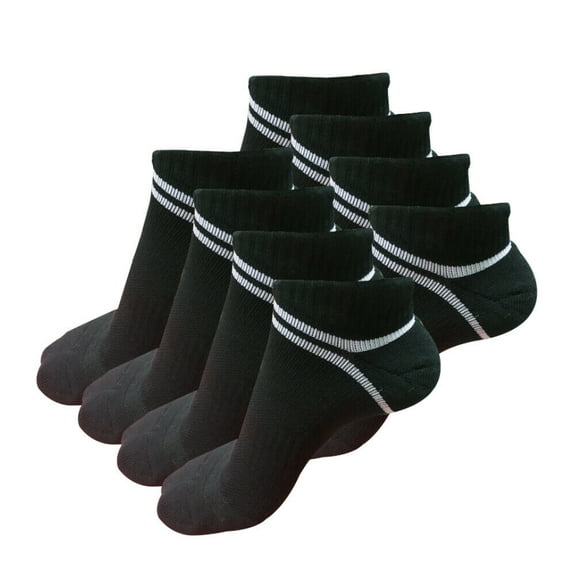 8 Pairs Mens Athletic Cotton Low Cut Ankle Breathable Casual Socks with Cushioned Tab for Sneakers Sports Running Jogging Cycling Black Size 9-11-10-13