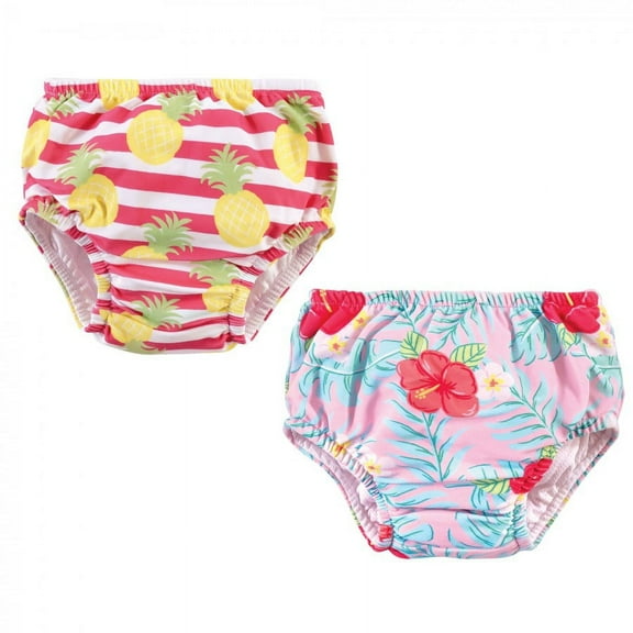 Hudson Baby Infant and Toddler Girl Swim Diapers, Tropical Floral, 0-6 Months