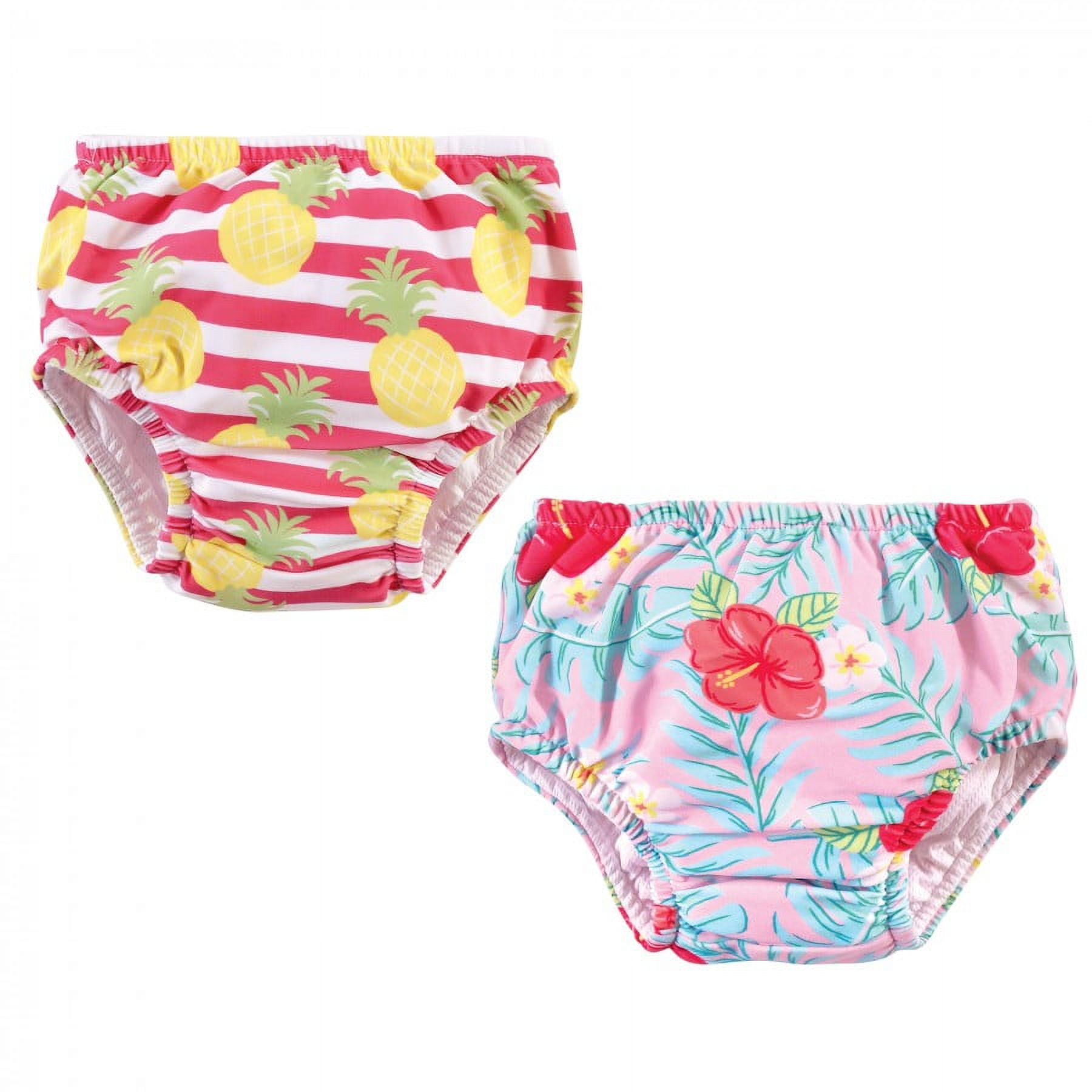 Hudson Baby Infant and Toddler Girl Swim Diapers, Tropical Floral, 3 Toddler