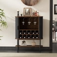 thumbnail image 3 of VEANERWOOD 28" Wine Bar Cabinet with 2 Sliding Door Fluted Texture, Modern Coffee Cabinet with Bttom Shelf, Adjustable Feet & 9 Glass Holder, 3 of 9