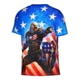 thumbnail image 2 of Omeoer Patriotic Eagle Warrior Graphic T-Shirt for Men Women, USA Flag 3D Printed Short Sleeve Crewneck Tee, American Hero Shield Casual Shirt, 2 of 6