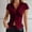 Red, variant on Women Short Sleeve Button Down Shirts Fitted Y2K Lapel Collared Tie Back Blouses Going Out Crop Tops