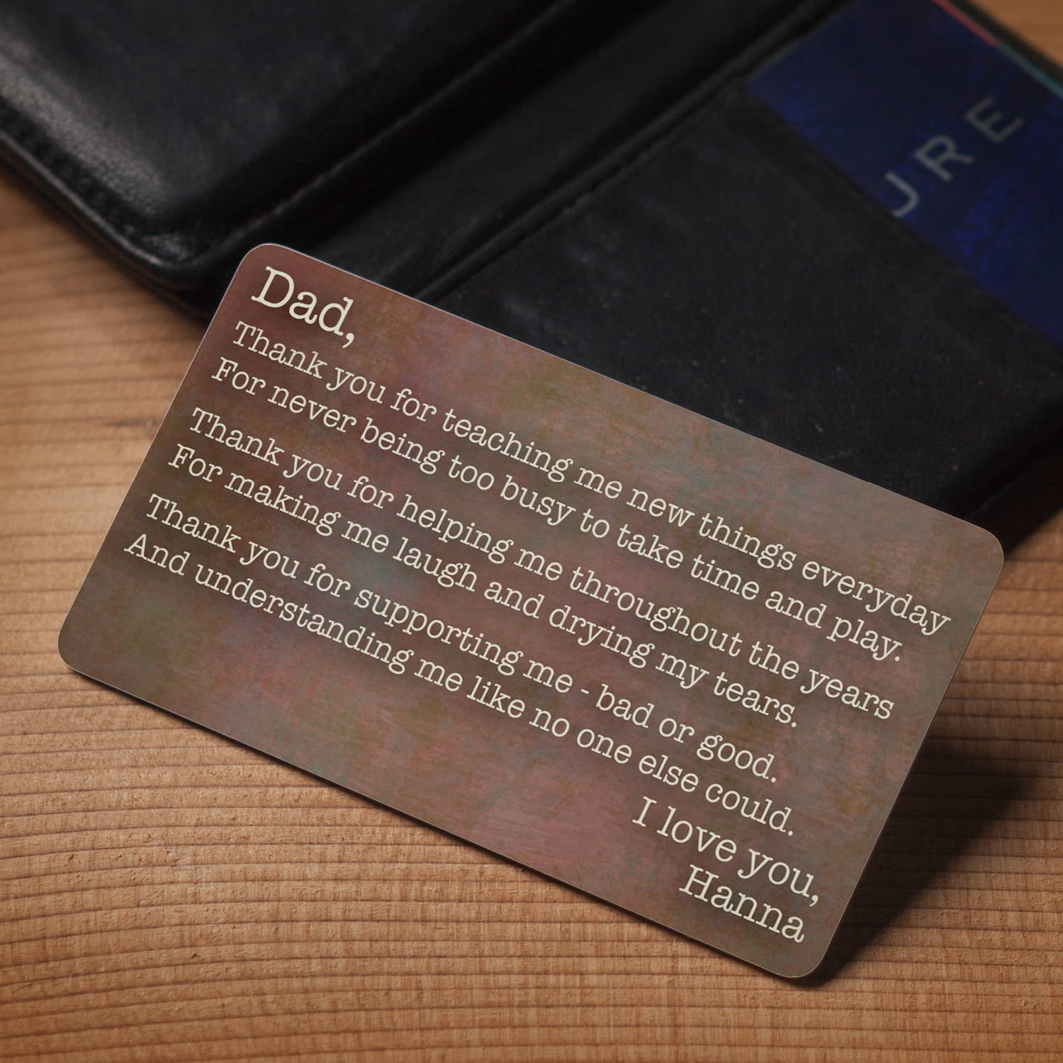 engraved wallet card for husband