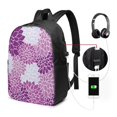 thumbnail image 3 of YFYANG 17" Laptop Backpack, Purple Vintage Flower Pattern Fashion Travel Work Backpack with USB and Headphone Cable Interface for Men and Women, 3 of 8