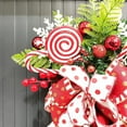 thumbnail image 7 of Candy Cane Christmas Teardrop Swag Wreath with Red and White Ball Ornaments, Holiday Door Garland, Xmas Hanging Decoration for Wall, Fireplace, or Entryway, 7 of 7