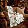 thumbnail image 3 of Vintage Pink Rose Garden, Cozy Botanical Garden Scene, Warm Flannel Blanket for Sunroom and Reading Nook with Detailed Artwork, Garden Lovers Appreciation Gift, Botanical Home Decor, 3 of 9