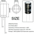 thumbnail image 2 of 12 Pack 13X20mm 2200uF 25V 2200MFD 25Voltage 20% Aluminum Electrolytic Capacitors by, 2 of 7