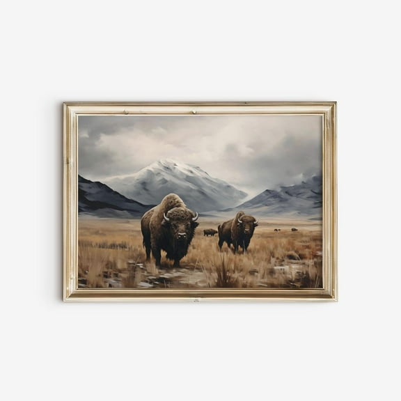 Wyoming Bison, Western Home Decor, Rustic Home Decor, Masculine Wall Art, Man Cave Decor, Living Room Wall Art, Poster, Unframed Poster Size 8x12 F03.1.15l1271