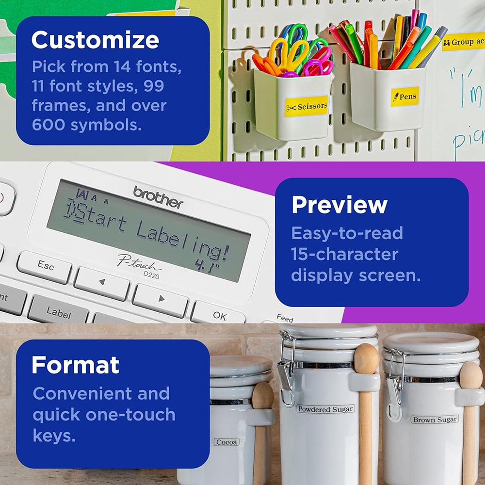Brother PTD220 Home/Office Everyday Label Maker Bundle, INCLUDES Carrying Storage Case