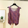 thumbnail image 6 of Liweisiy Women's Vintage Tank Tops Floral Sleeveless Crewneck Loose Fit Shirts Summer Casual Layering Tops Coffee-2 M, 6 of 6