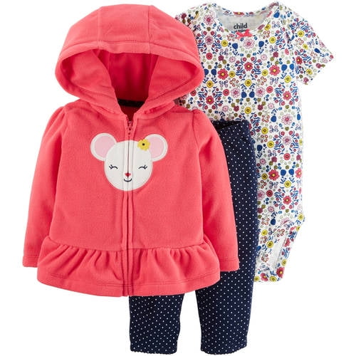 3 Bodysuit and Pants Child of Mine by Carter/'s Baby Girl Microfleece Cardigan