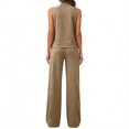 thumbnail image 4 of Women's Summer Matching Lounge Set Sleeveless High Neck Tank Top Flowy Wide Leg Pants for Daily Vacation Camel L, 4 of 4