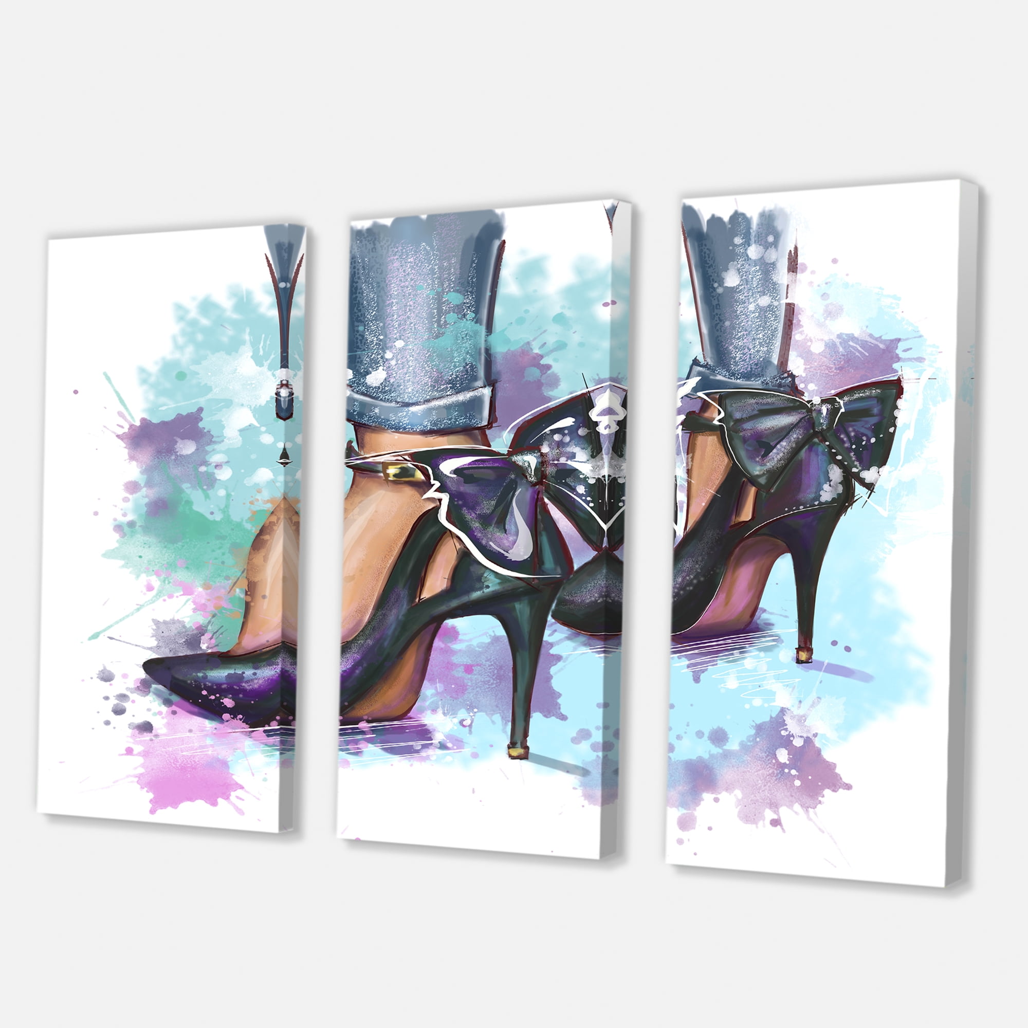 Designart ' Bright Colorful Trendy Woman Fashion Shoes ' Modern Canvas Wall Art Print