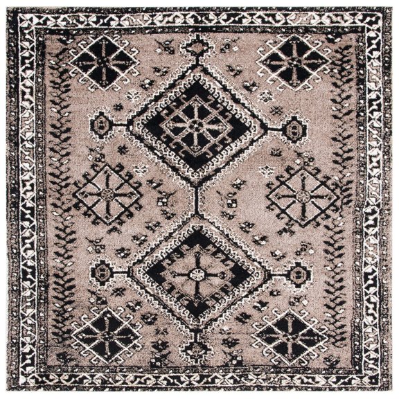 SAFAVIEH Vintage Hamadan Blathnaid Oriental Area Rug, Brown/Black, 6'7" x 6'7" Square