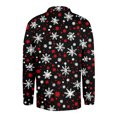 thumbnail image 6 of Men's Casual Style Christmas Print Loose Fit Henley Shirt Long Sleeve Top for Relaxed Comfort, Holiday Themed Casual Wear for Men,Black,L, 6 of 7