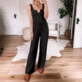thumbnail image 4 of Blusa sin mangas con cuello en V informal para mujer a la moda + Pantalones largos Conjuntos sólidos de verano Wmkox8yi  bvn541, 4 of 8