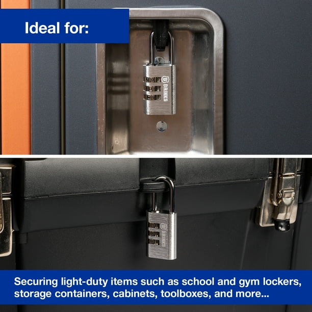 Brinks Resettable 3-Dial Combination Padlock, 28mm Aluminum Body