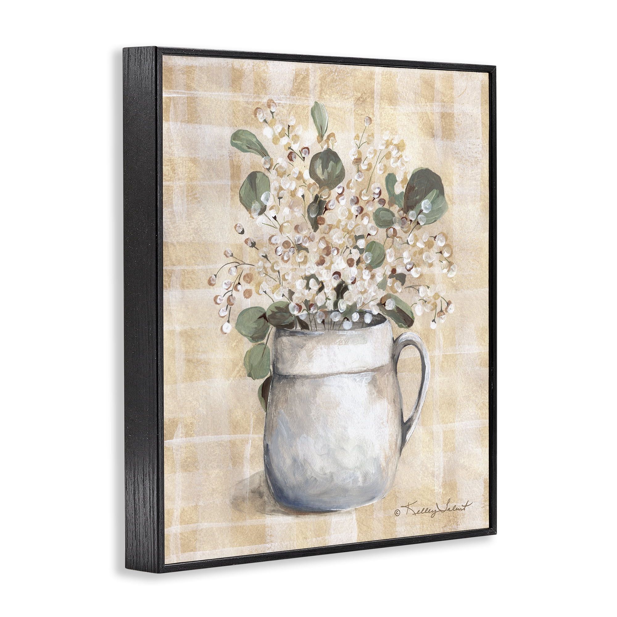 Stupell Industries Eucalyptus in Pottery Botanical & Floral Painting Black Framed Art Print Wall Art, 24 x 30