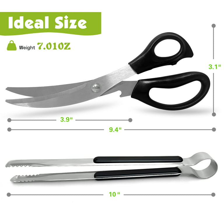 Kitchen Shears. Korean Barbecue Scissors and Tongs Set, Kitchen Scissors and Tongs for Cutting Meat, Chicken, Vegetables, Stainless Steel Multipurpose