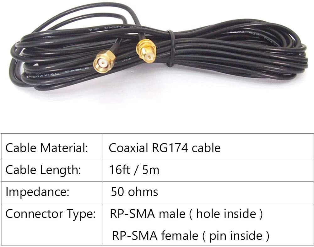 16ft SMA Male to SMA Female WIFI Antenna Extension Cable Router Pigtail RG58 5M 