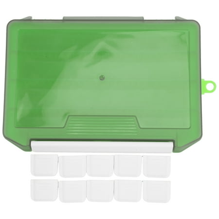 SingleLayer Insert Lure Box Fishing Tackle Box Fake Bait Storage with Removable Dividers(Green )
