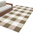 thumbnail image 2 of Brown Plaid Area Rug 4x6 FT, Non Slip Kids Room Carpet, Spring Summer Farmhouse Buffalo Checkered Washable Soft Floor Carpet Non-Shedding Throw Rug for Dorm Kitchen Study Room Home Office Bedside, 2 of 9